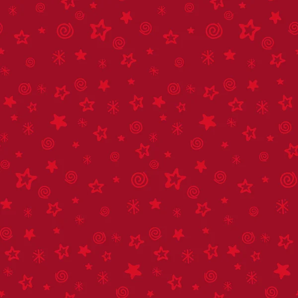 Noel deseni. Koyu kırmızı arka planda kırmızı elementler. Elle çizilmiş kusursuz desen. Mutlu Noeller kartı, çıkartmalar ve posterler için şablon