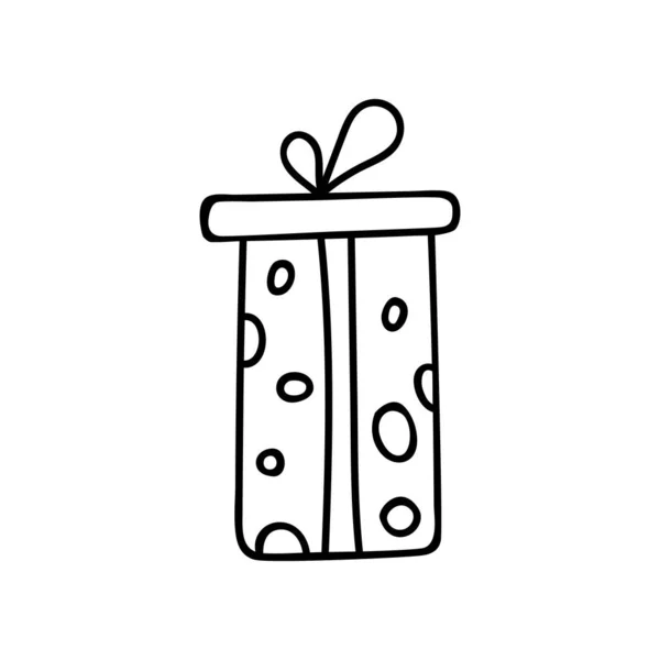 Doodle hediye kutusu. Kağıt, çıkartma, poster ve parmak izi için el çizimi öğe. El çizimi basit bir çizim. EPS 10