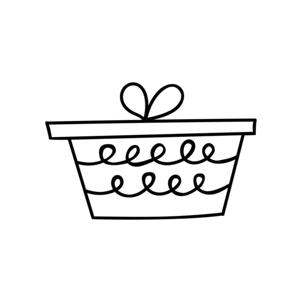 Doodle hediye kutusu. Kağıt, çıkartma, poster ve parmak izi için el çizimi öğe. El çizimi basit bir çizim. EPS 10