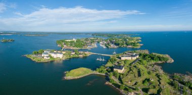 Helsinki, Finlandiya 'daki Suomenlinna Adası. Drone Bakış Açısı