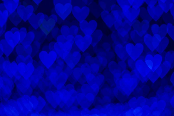 Bokeh Tło Niebieskimi Sercami Czarnym Tle Koncepcja Miłości Temat Walentynki — Zdjęcie stockowe