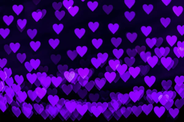 Bokeh Background Purple Hearts Black Background Love Concept Theme Valentine — Stock Photo, Image