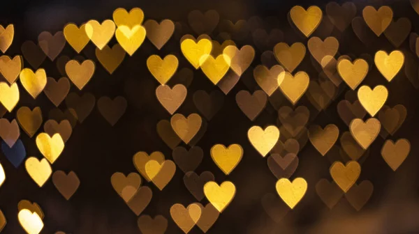 黄色のハートボケの背景 愛の概念 バレンタインデーのテーマ 高品質の写真 — ストック写真