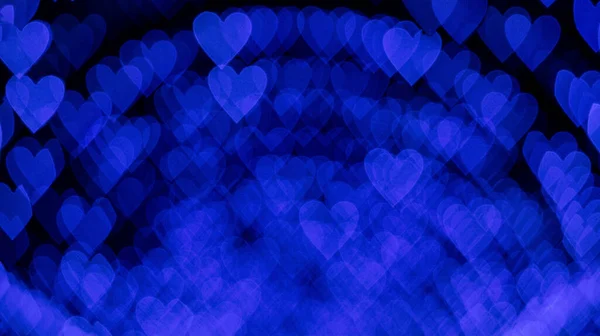 Bokeh Background Blue Hearts Black Background Love Concept Theme Valentine — Stock Photo, Image