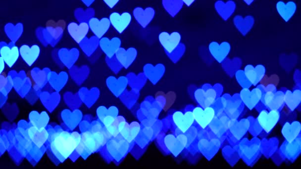 Uhd Videohintergrund Zum Valentinstag Grenze Mit Bokeh Romantischer Leuchtend Blauer — Stockvideo