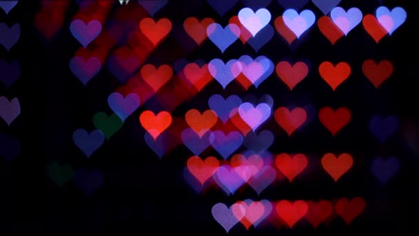 Uhd Video Background Valentine Day Border Red Hearts Bokeh Background — Stock Video