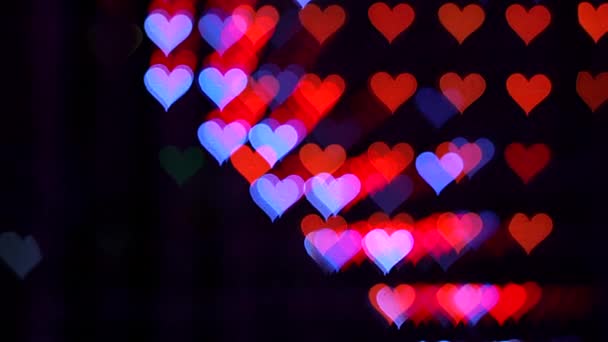 Uhd Videohintergrund Zum Valentinstag Grenze Mit Roten Herzen Bokeh Hintergrund — Stockvideo