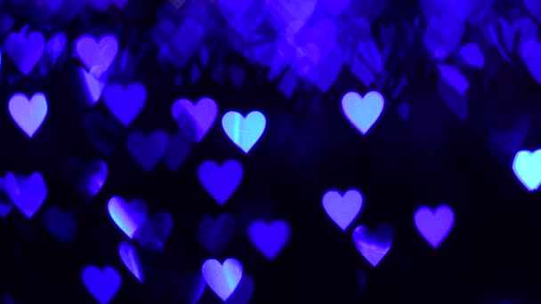 Uhd Tło Wideo Walentynki Granica Bokeh Romantyczne Świecące Niebieskie Serca — Wideo stockowe