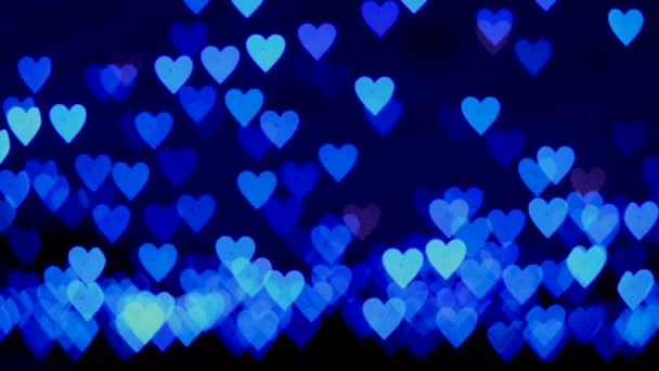 Uhd Video Background Valentine Day Border Bokeh Romantic Shining Blue — Stock Video