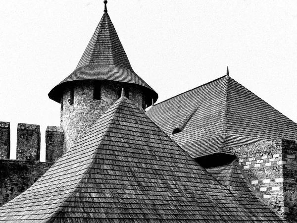 Fachada de edifícios residenciais da fortaleza velha do século de XVI — Fotografia de Stock