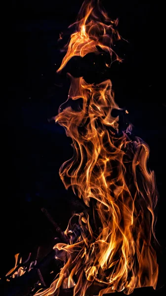 Bonfire Flame Black Isolated Background High Quality Photo — Stok fotoğraf