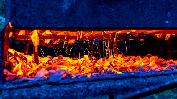 Hot Coals Grill Background Glowing Coals Background Mid View High — Stok fotoğraf