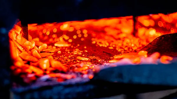 Hot Coals Grill Background Glowing Coals Background Mid View High — Fotografia de Stock