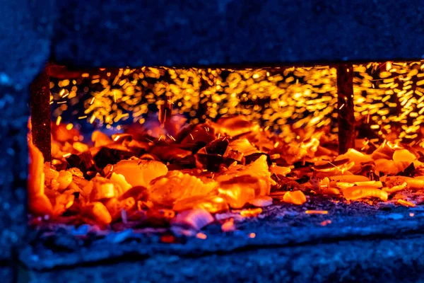 Hot Coals Grill Background Glowing Coals Background Mid View High — Stok fotoğraf