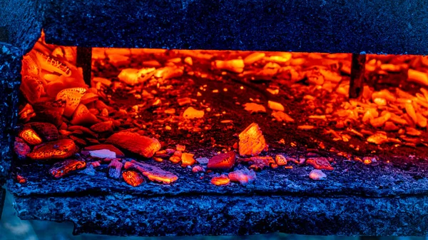 Hot Coals Grill Background Glowing Coals Background Mid View High — Stok fotoğraf