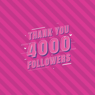 4000 takipçi kutlaması, 4k sosyal takipçiler için tebrik kartı..