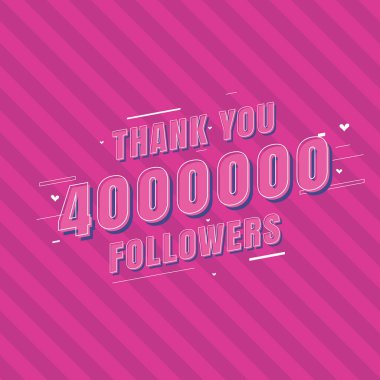 4000 takipçi kutlaması, 4 milyon sosyal takipçi için tebrik kartı.