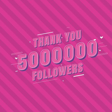 5.000 takipçiye teşekkür ederim. Kutlamalar, 5 milyon takipçi için tebrik kartı..