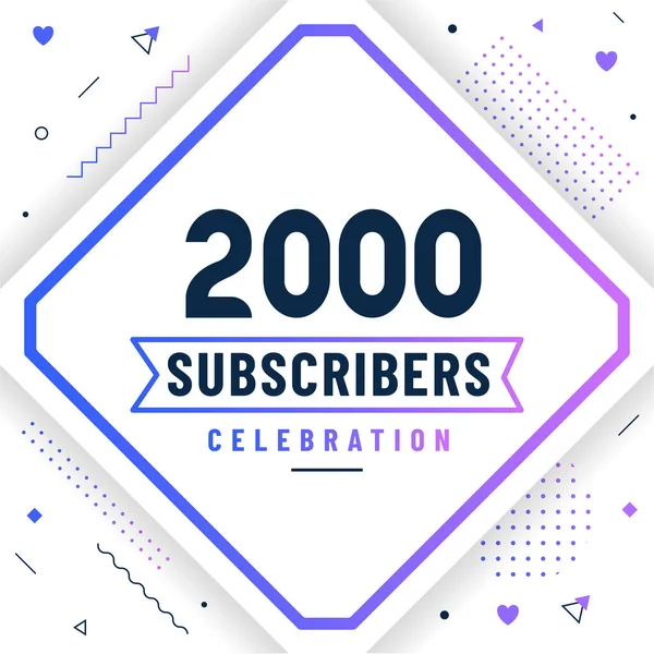 2000の加入者に感謝 2K加入者は現代的なカラフルなデザインを祝います — ストックベクタ