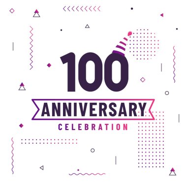 100. yıl dönümü tebrik kartı, 100. yıldönümü kutlamaları serbest vektör.