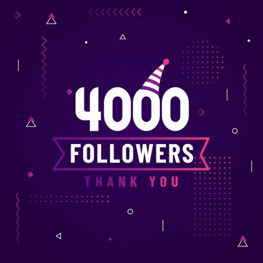 4000 takipçi ve 4K takipçileri modern renkli tasarımı kutluyor..