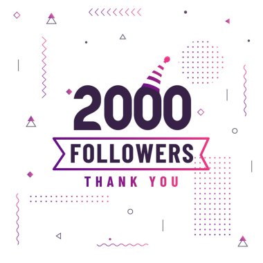 2000 takipçi ve 2K takipçileri modern renkli tasarımı kutluyor..