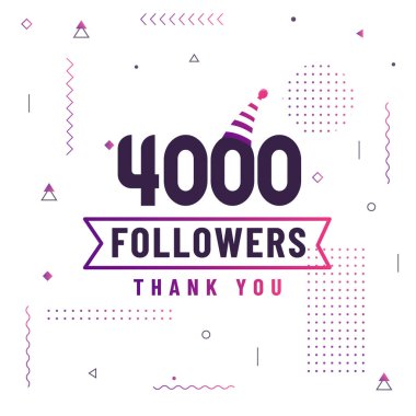 4000 takipçi ve 4K takipçileri modern renkli tasarımı kutluyor..
