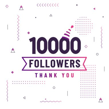 Teşekkürler 10000 takipçi, 10K takipçileri modern renkli tasarımı kutluyor..