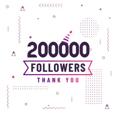 Teşekkürler 200.000 takipçi, 200.000 takipçi modern renkli tasarımı kutluyor..