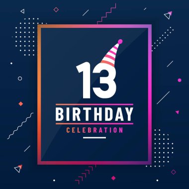 13 yıl doğum günü tebrik kartı, 13 doğum günü kutlaması arka planı renksiz serbest vektör.