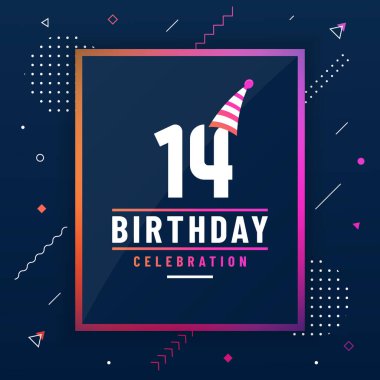 14 yıl doğum günü tebrik kartı, 14 doğum günü kutlaması arka planı renksiz serbest vektör.