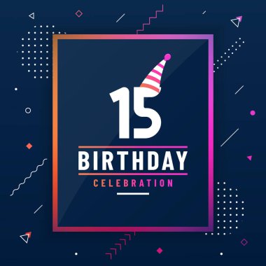 15 yıl doğum günü tebrik kartı, 15 doğum günü kutlaması arka planı renksiz serbest vektör.