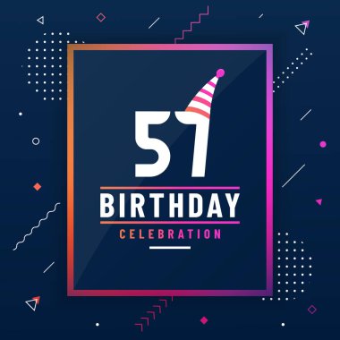 57 yıl doğum günü tebrik kartı, 57 doğum günü kutlaması arka planı renksiz serbest vektör.