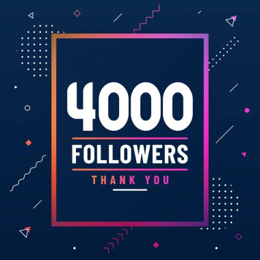4000 takipçi ve 4K takipçileri modern renkli tasarımı kutluyor..