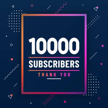 10000 abone ve 10K abonesi modern renkli tasarımı kutluyor..