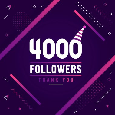 4000 takipçi ve 4K takipçileri modern renkli tasarımı kutluyor..