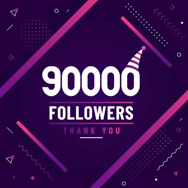 Děkujeme 90000 Následovníků 90K Následovníci Oslavy Moderní Barevný Design — Stockový vektor