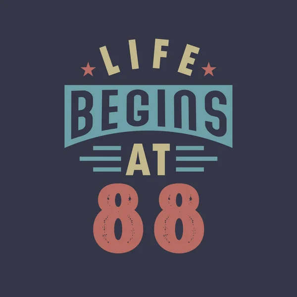 Het Leven Begint 88E Verjaardag Retro Vintage Design — Stockvector