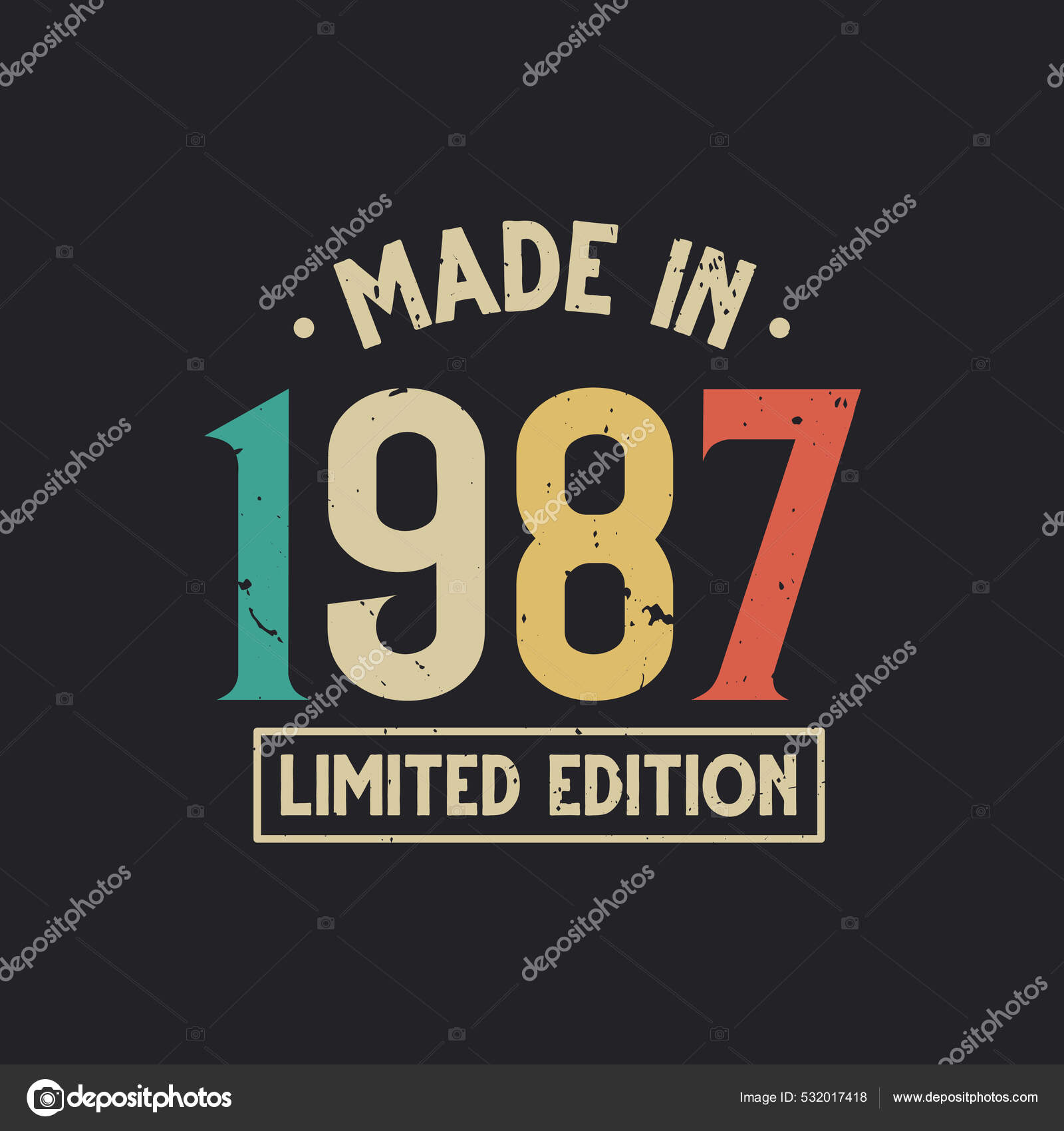 Vintage 1987 Birthday Made 1987 Limited Edition Stock Vector by ...