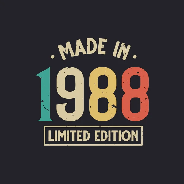 Vintage 1988 Cumpleaños Made 1988 Edición Limitada — Vector de stock