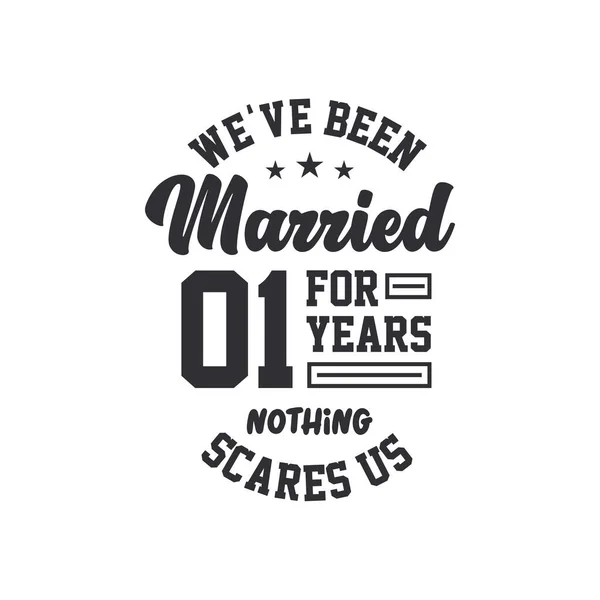 Γιορτή Της 1Ης Επετείου Είμαστε Παντρεμένοι Ένα Χρόνο Τίποτα Δεν — Διανυσματικό Αρχείο