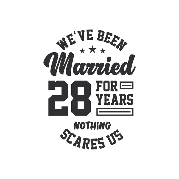 Γιορτή Της 28Ης Επετείου Είμαστε Παντρεμένοι Χρόνια Τίποτα Δεν Μας — Διανυσματικό Αρχείο