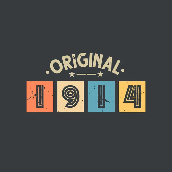 Orijinal 1914 1914 Vintage Retro Doğum Günü — Stok Vektör