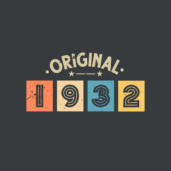 Original 1932 1932 Vintage Rétro Anniversaire — Image vectorielle