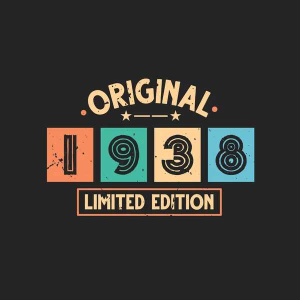 Orijinal 1938 Limited Edition 1938 Vintage Retro Doğum Günü — Stok Vektör