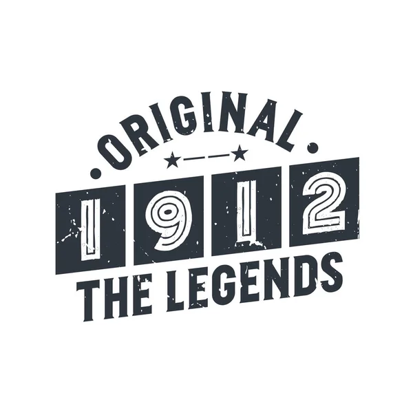 Geboren 1912 Vintage Retro Verjaardag Original 1912 Legends — Stockvector