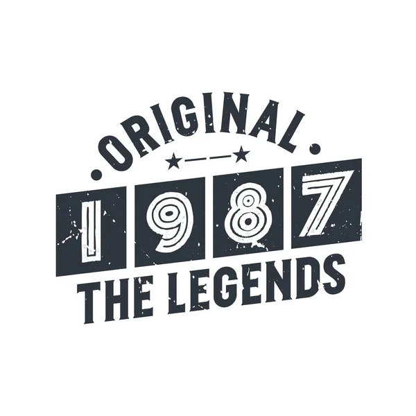 Geboren 1987 Vintage Retro Verjaardag Origineel 1987 Legends — Stockvector