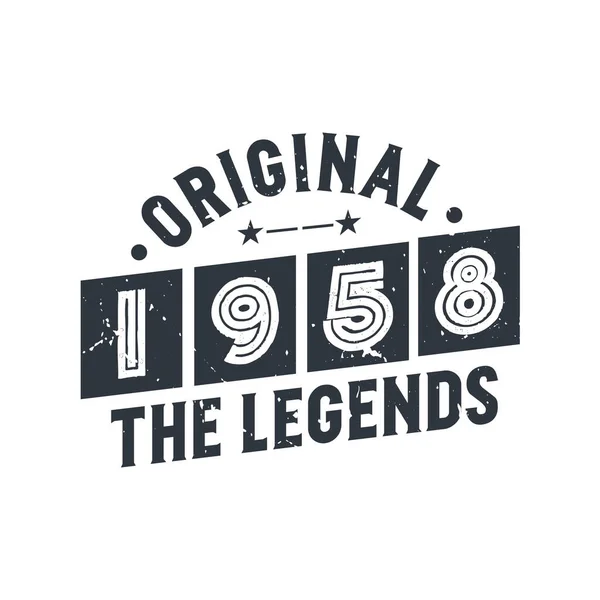 1958年ヴィンテージレトロ誕生日 オリジナル1958年 Legends — ストックベクタ