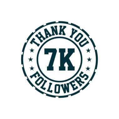 Teşekkür ederim 7k. Kutlama, 7000 sosyal takipçi için tebrik kartı..