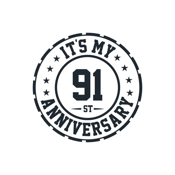 Celebração Aniversário Casamento 91St Meu Aniversário 91St —  Vetores de Stock